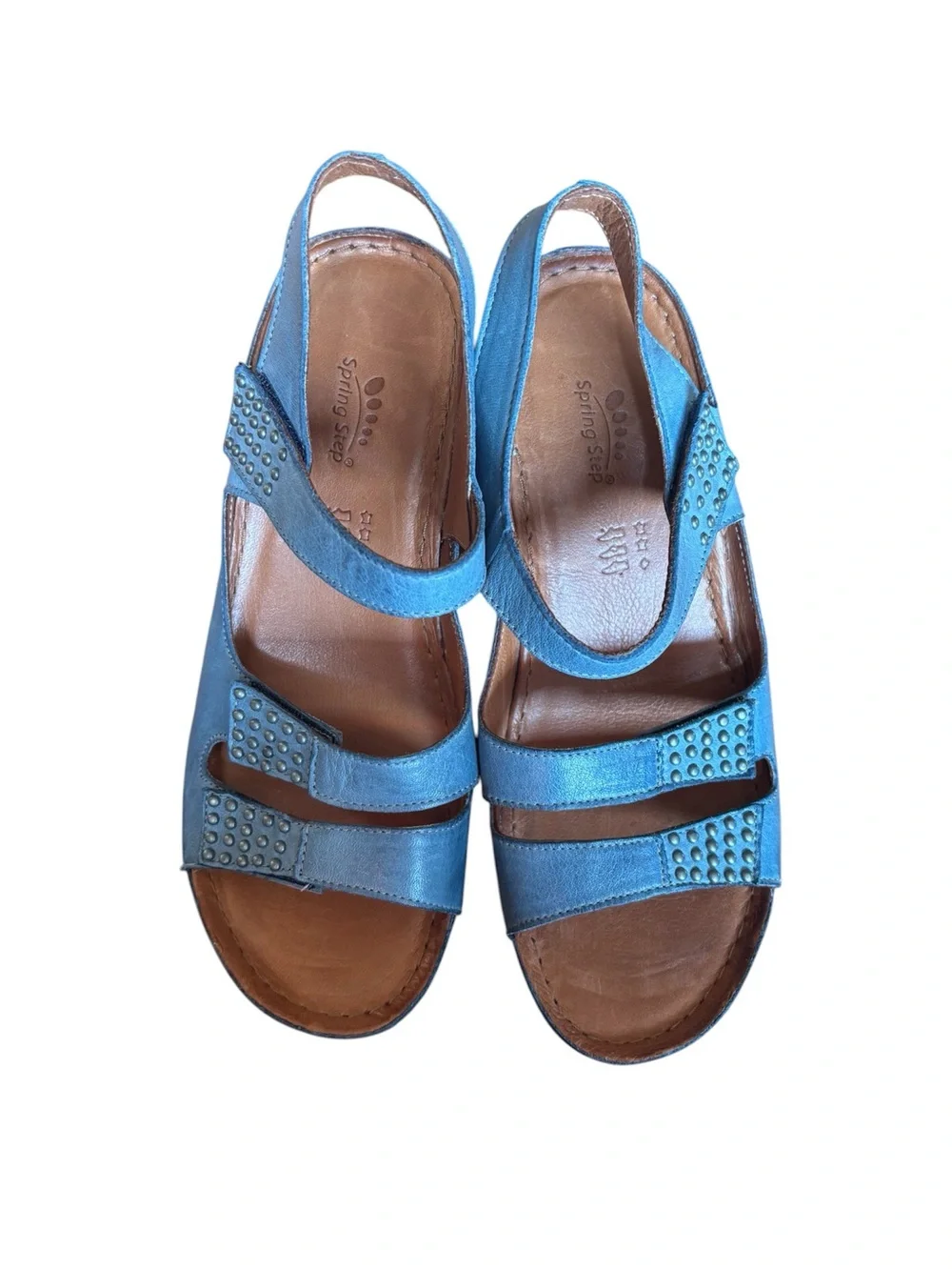 Spring Step Leather Wedge Sandals Sz 38